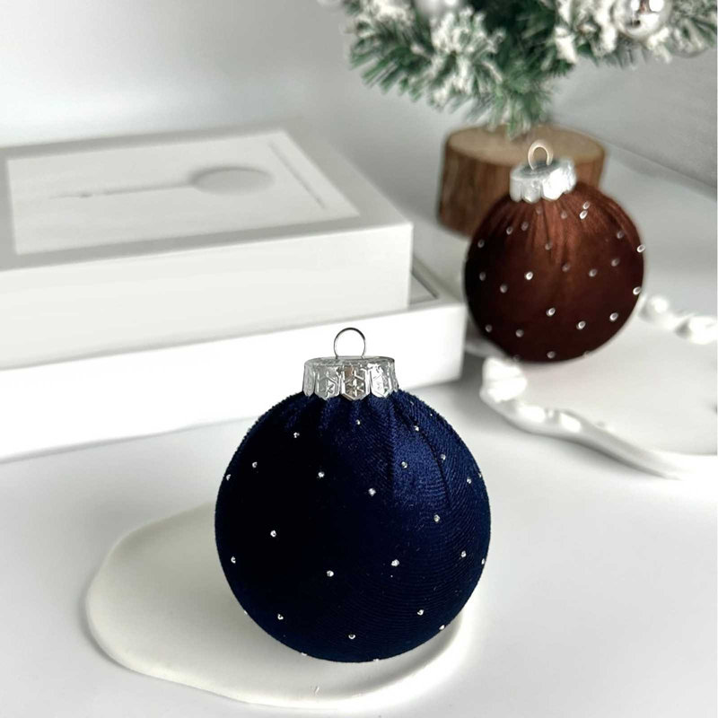 Boules de velours ornements 1 pièces 3,15 pouces pour sapin de Noël Fête de naissance des filles, Blue