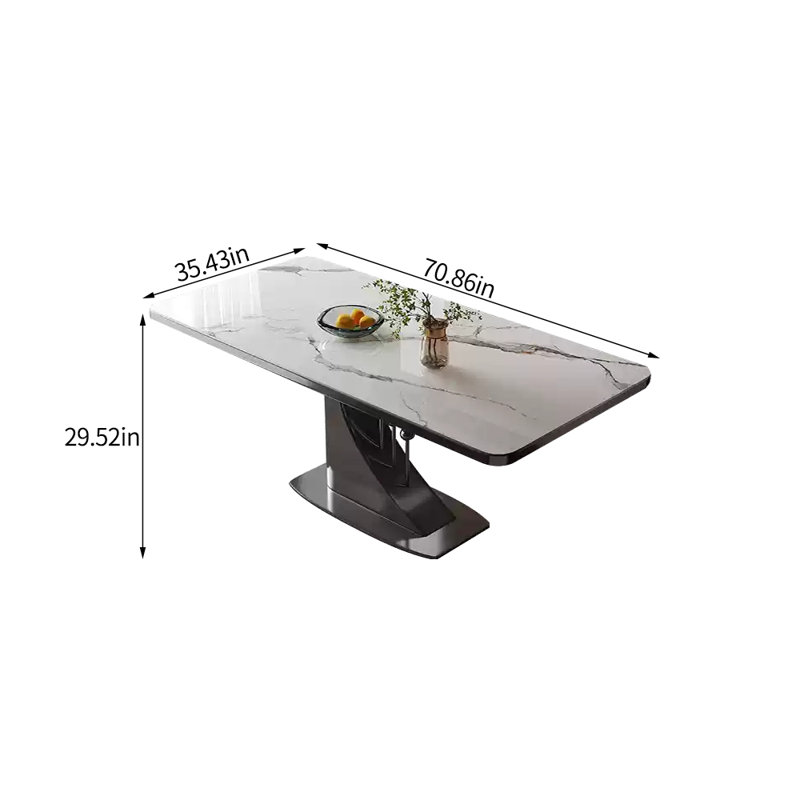 Rectangular Modern Luxury Microlite Dining Table, 29.52"H x 70.86"L x 35.43"W