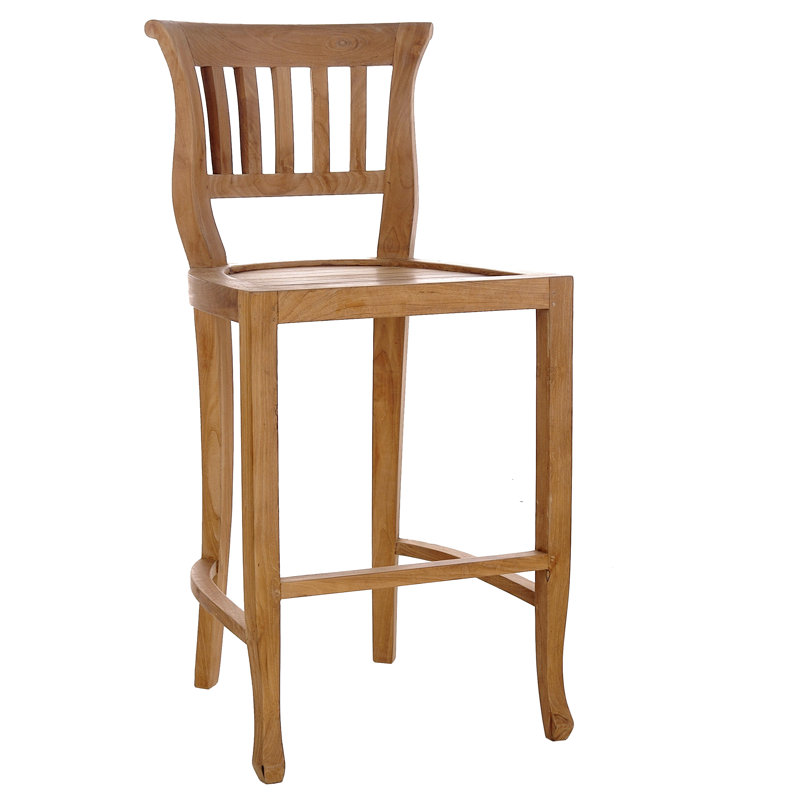 Amsterdam Outdoor Teak Bar Stool, 24"