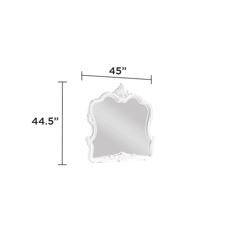 Miroir de style moderne en bois blanc perle, Blanc