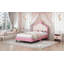 Lit princesse en cuir PU avec tête de lit capitonnée-106762666