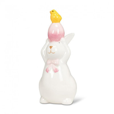 Bunny With Stacked Egg & Chick Figurine