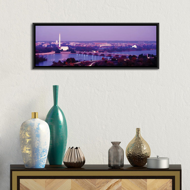 Panoramic Washington, DC, reproduction de photo sur toile tendue, H 20 po x l 60 po x P 1,5 po, Toile encadrée noire