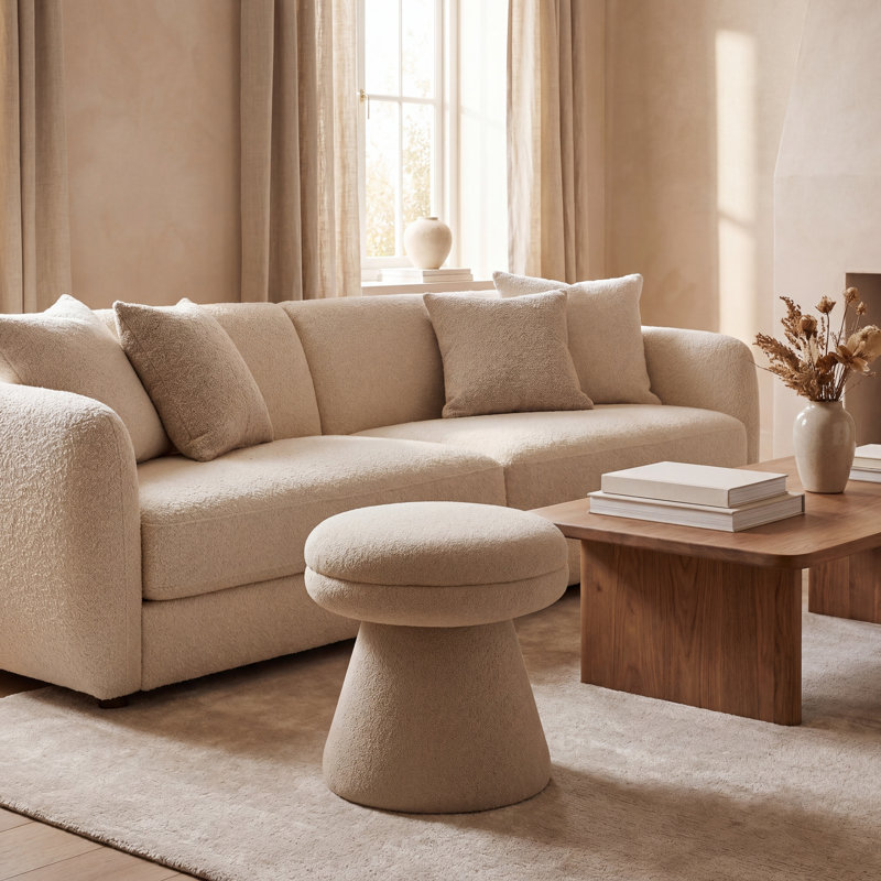 Jahlynn Upholstered Ottoman, Light Brown