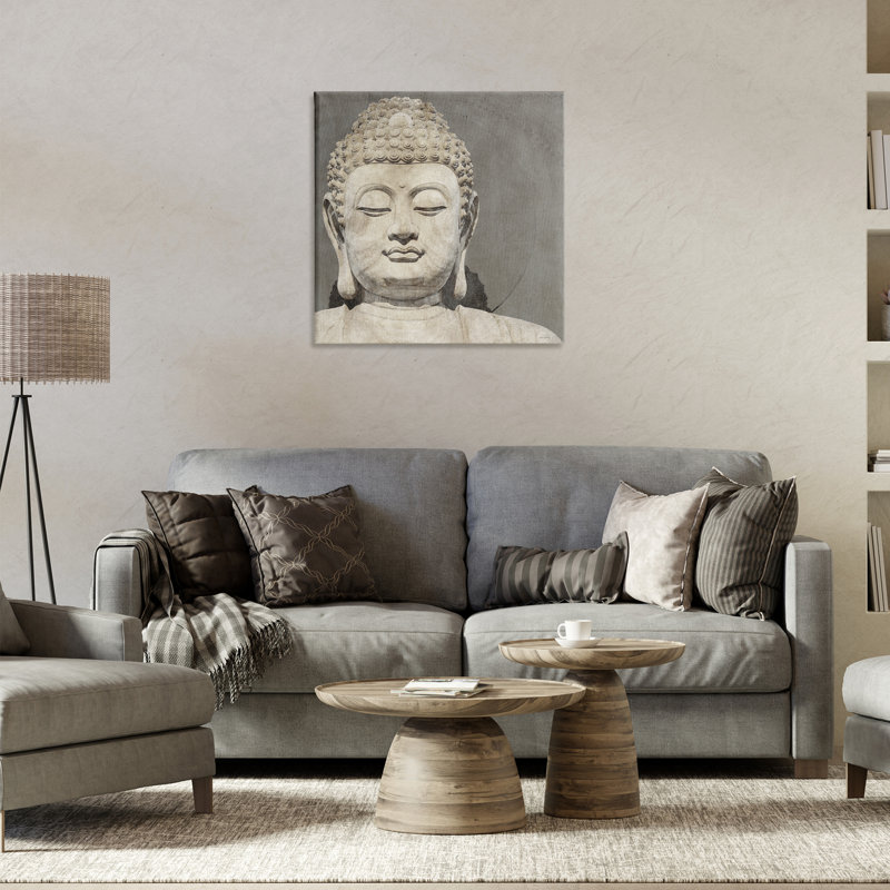 «Rustic Buddha Portrait», art mural sur toile par Amber Sterling, H 24 po x l 24 po