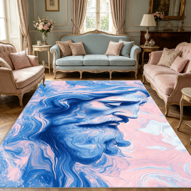 Blue Pink Marble   area rugs for Living Room, Soft and Comfortable, Suitable for all seasons, easy to maintain, machine washable Indoor floor mat, Under Table Farmhouse suitable for Bedroom, Dining Room, Study,  Balcony, Home Decor Patio