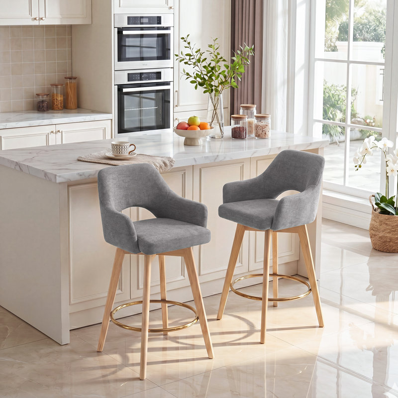 Tabouret de comptoir pivotant en H 26,8 po Wylee, Gris