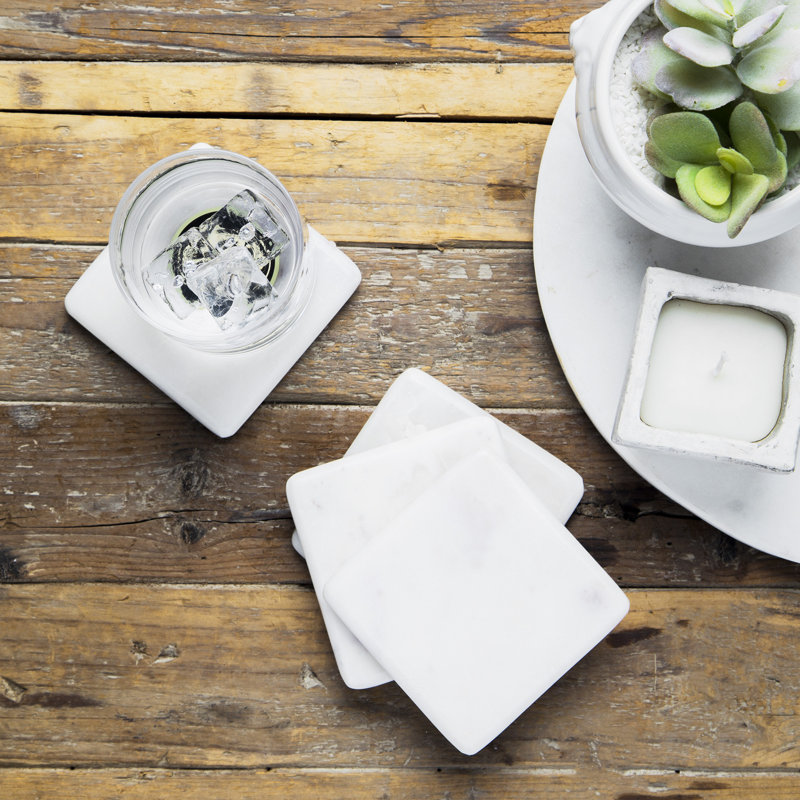 Marble Square 4 Piece Coaster Set