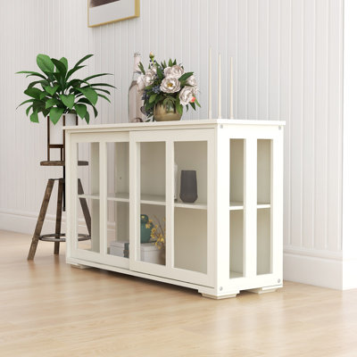 Kitchen Storage Stand Cupboard With Glass Door by Ebern Designs