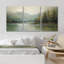 Paysage abstrait «Art de terre neutre vert terreux, images de décor de lac nature sereine, impression sur toile encadrée, 3 pièces»-119461149-94434561-94434562
