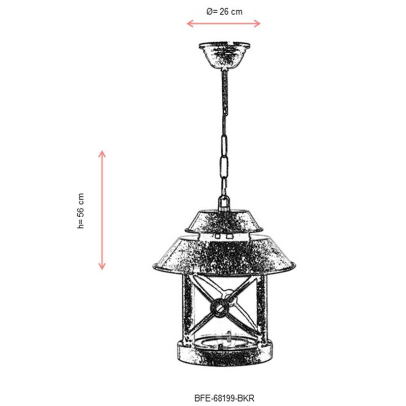 Nostalgic Outdoor Chandelier, Brown ABS Body & Polycarbonate Cap, 22.0 x 10.2 inches | E27 Socket, Max 40W, IP65 Weatherproof | Perfect for Traditional & Industrial Décor | Enhances Outdoor Spaces with Style