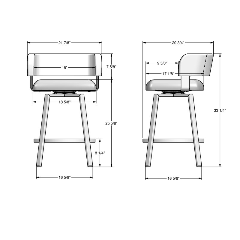 Hillingdon Swivel Counter &  Bar Stool, Counter Stool (26" Seat Height), Glossy Gray, Light Cold Gray 100% Polyester