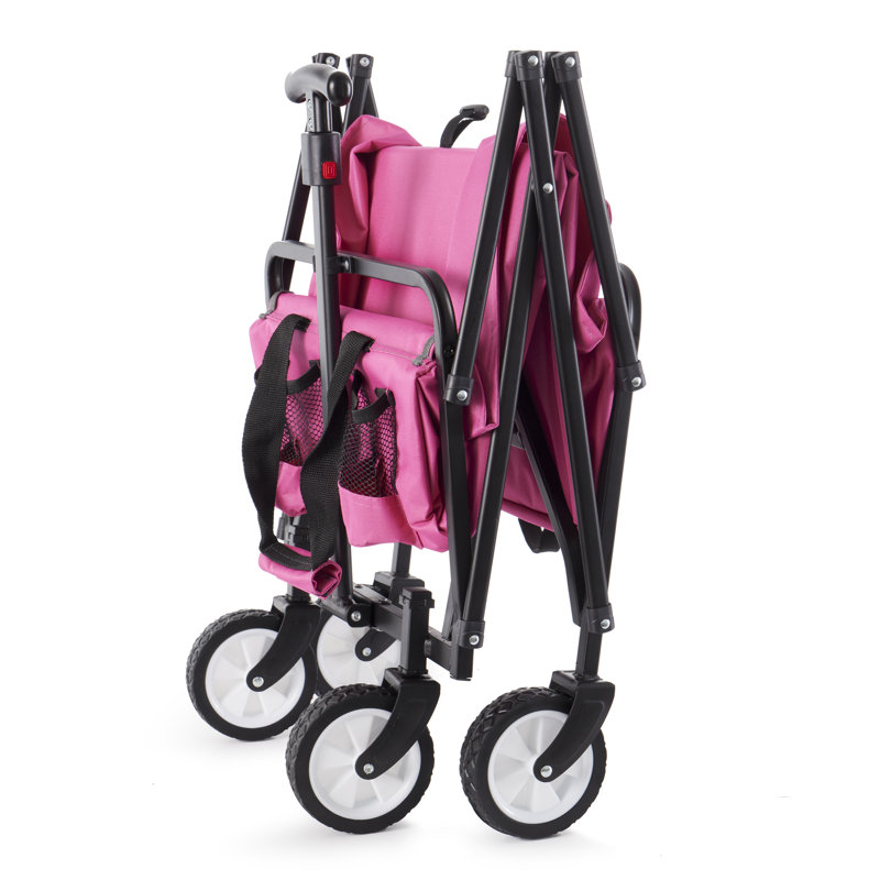 Seina Heavy Duty Compact Folding 150 Pound Capacity Outdoor Utility Cart, Pink