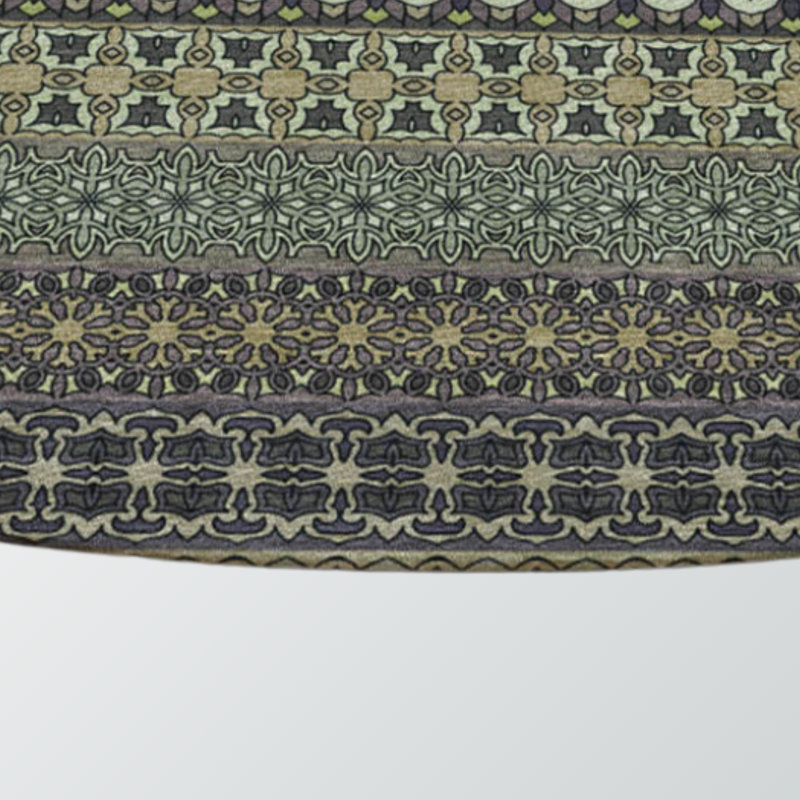 Non-skid Indoor Outdoor Rug With Sage Stripes by, Round 8'