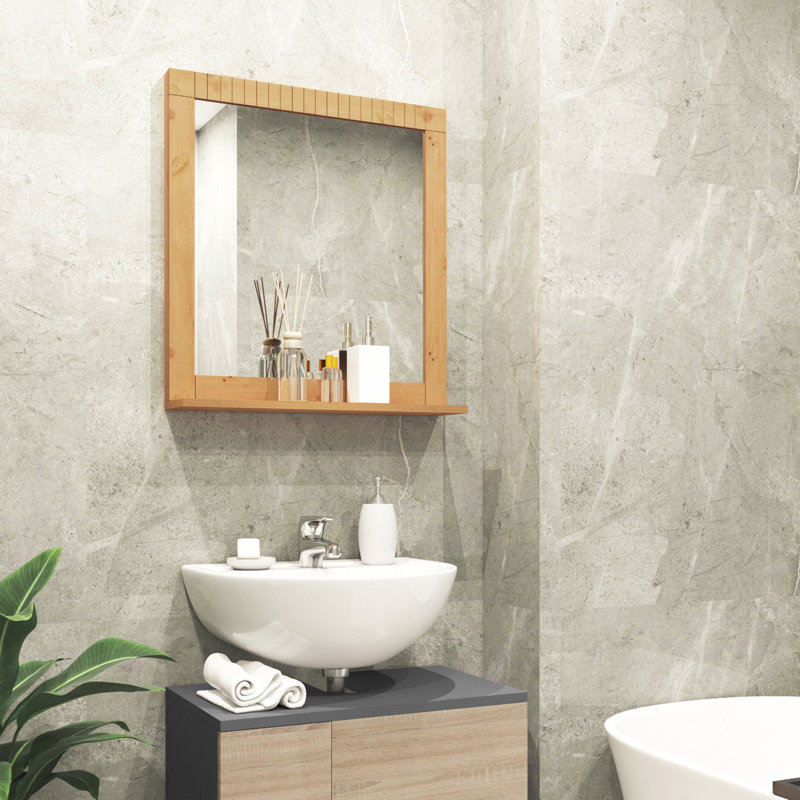 Vernita Wood Flat Wall Mirror, Stain/Wax