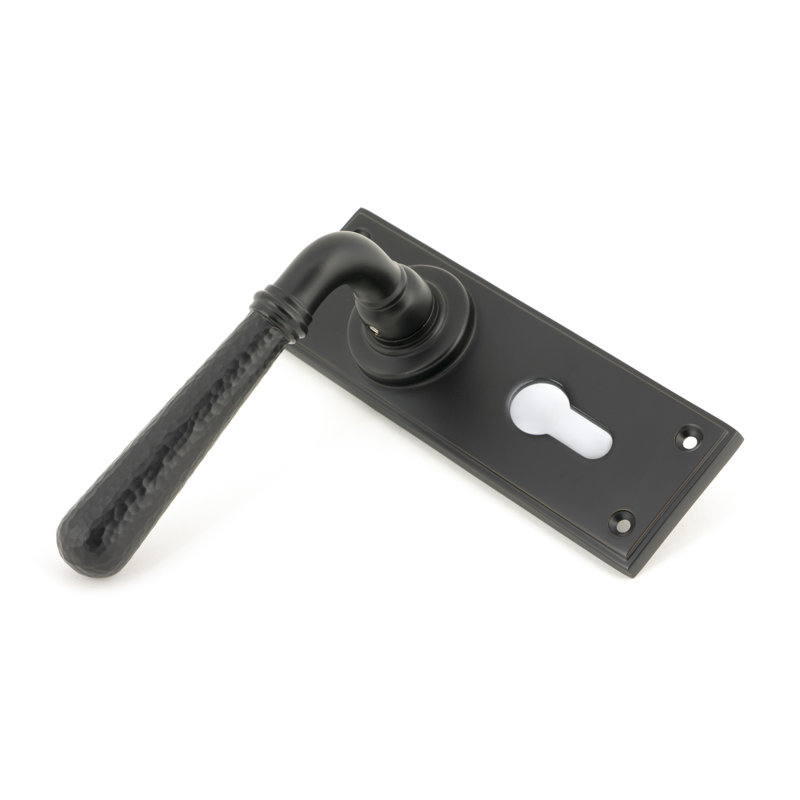 Hammered Newbury Lock Door Handle, Aged Bronze