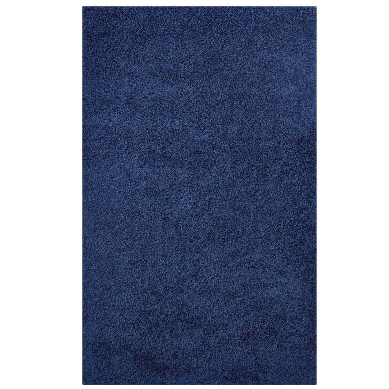 Enyssa Navy Solid Shag Synthetic Area Rug 5' x 8'