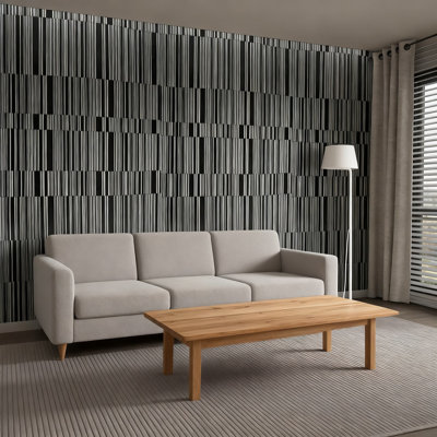 Papier peint adhésif noir et blanc à rayures - Papier autocollant en vinyle imperméable pour murs, dosserets de cuisine, meubles et armoires