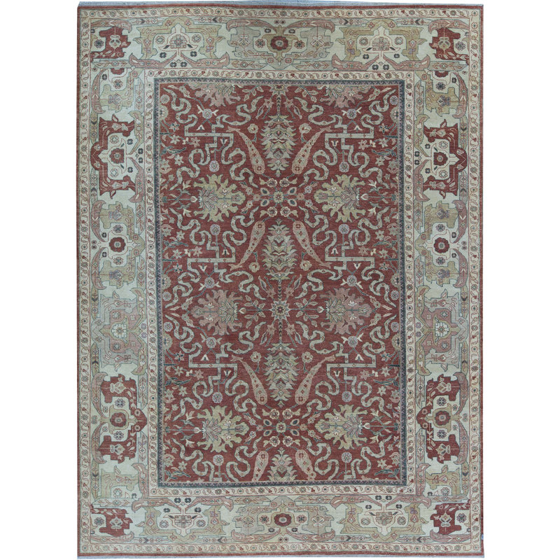 Tapis rouille et ivoire de haute qualité noué à la main