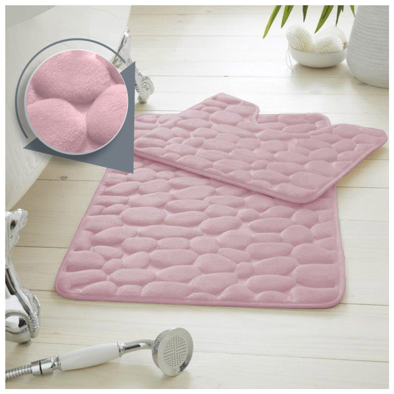 Memory Foam Non-Slip Bath Mat, Blush Pink