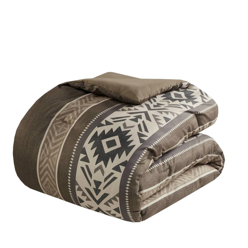 Édredon à chevrons 5 pièces avec coussins 5 pièces, brun pour lit double / grand. Composé de tissu à chevrons, de tissu lavable et nettoyant pour les taches avec coussin double / grand en brun. Tissu, lavable à la machine