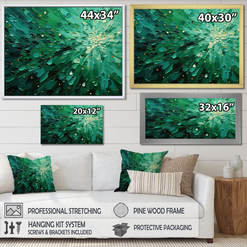 Décoration murale Emerald Euphoria II - Paysages abstraits, Reproduction avec cadre flottant, H 30 po x l 40 po, Blanc