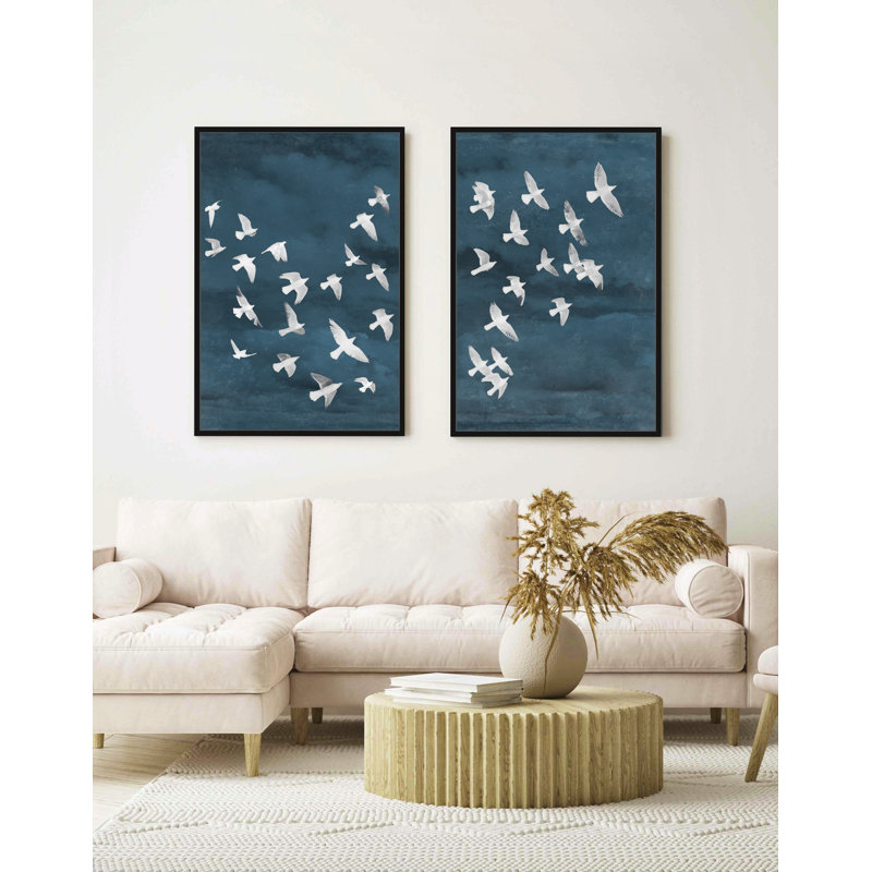 Birds In Flight Pair, Black, 30" H x 45" W