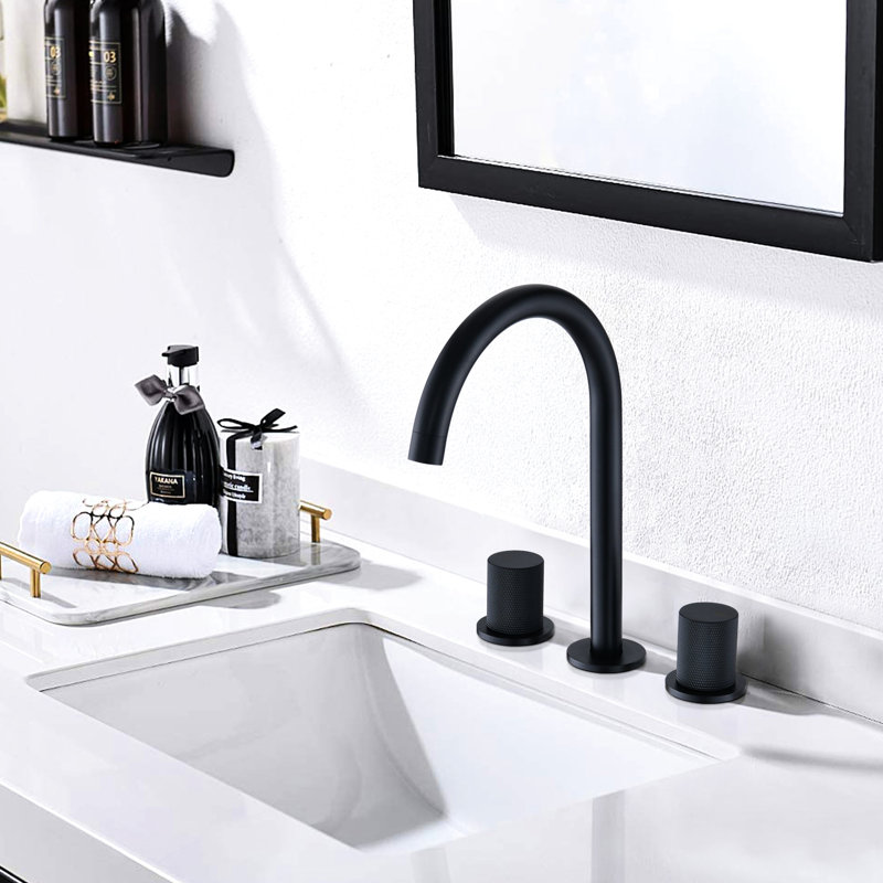 Robinet de salle de bain classique noir mat avec valve quart de tour et cartouche à finition contemporaine