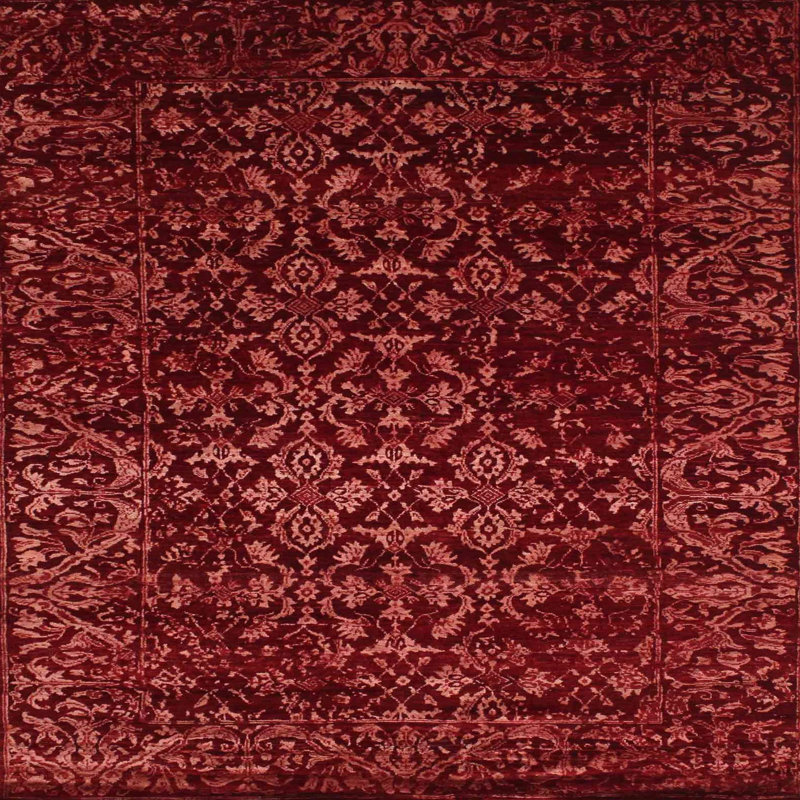 Tapis oriental rouge foncé, Rond 7 pi