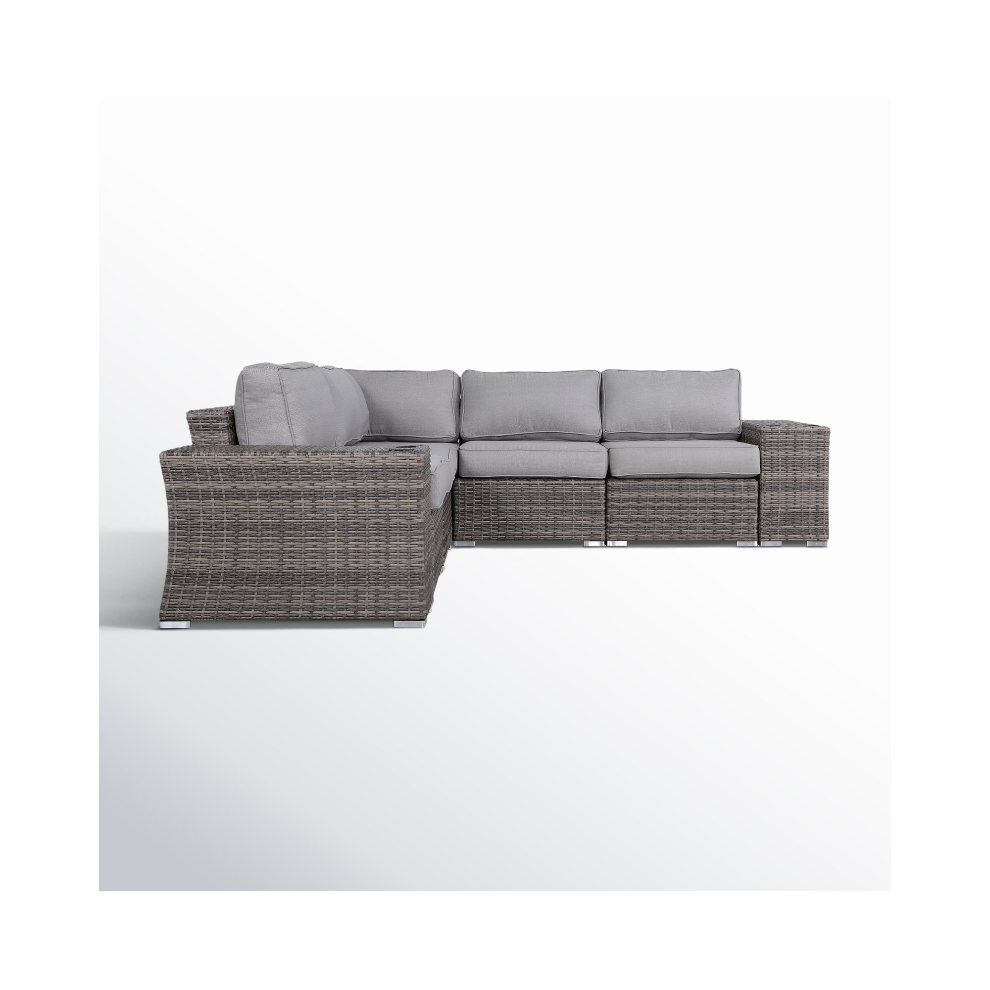 Biles 7-Piece Sectional Seating Group with Cushions, Mixed Grey