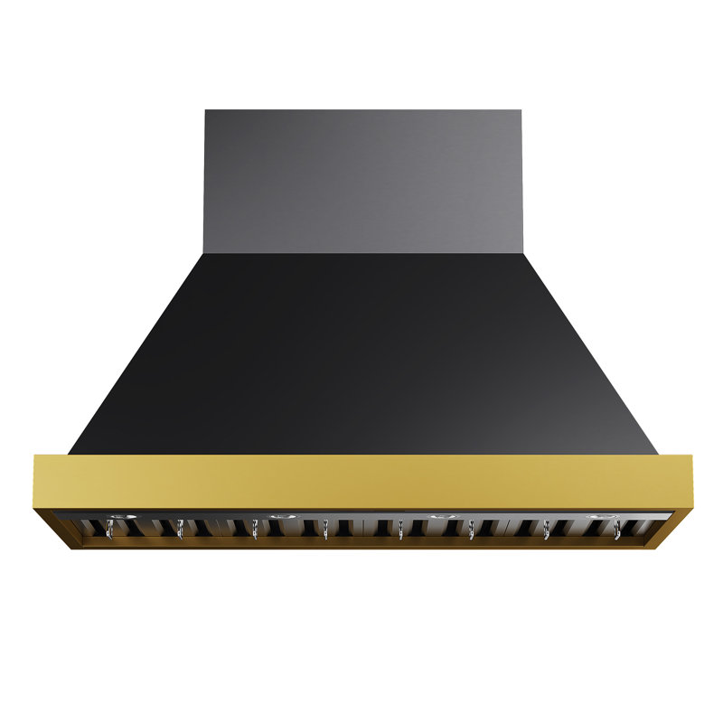 48 in. 800 CFM Wall Mounted Range Hood with Gold Accents, Titanium Stainless Steel