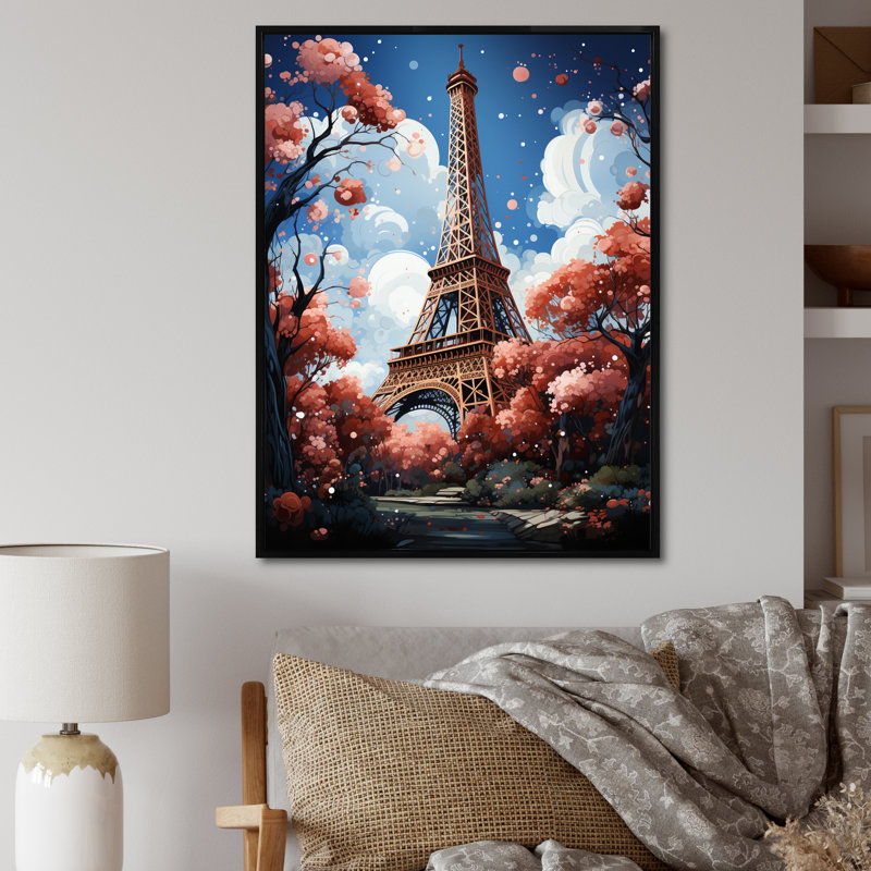 Paris in Spring Bloom I, reproduction d'art sur toile, Cadre flottant noir, H 20 po x l 12 po