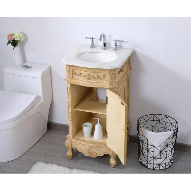 Ensemble de meuble-lavabo simple 19 po Lunette, Beige antique, Blanc ivoire