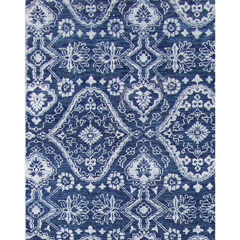 Ikat Area Rug in Blue/Dark Blue/White, Rectangle 9' x 12'
