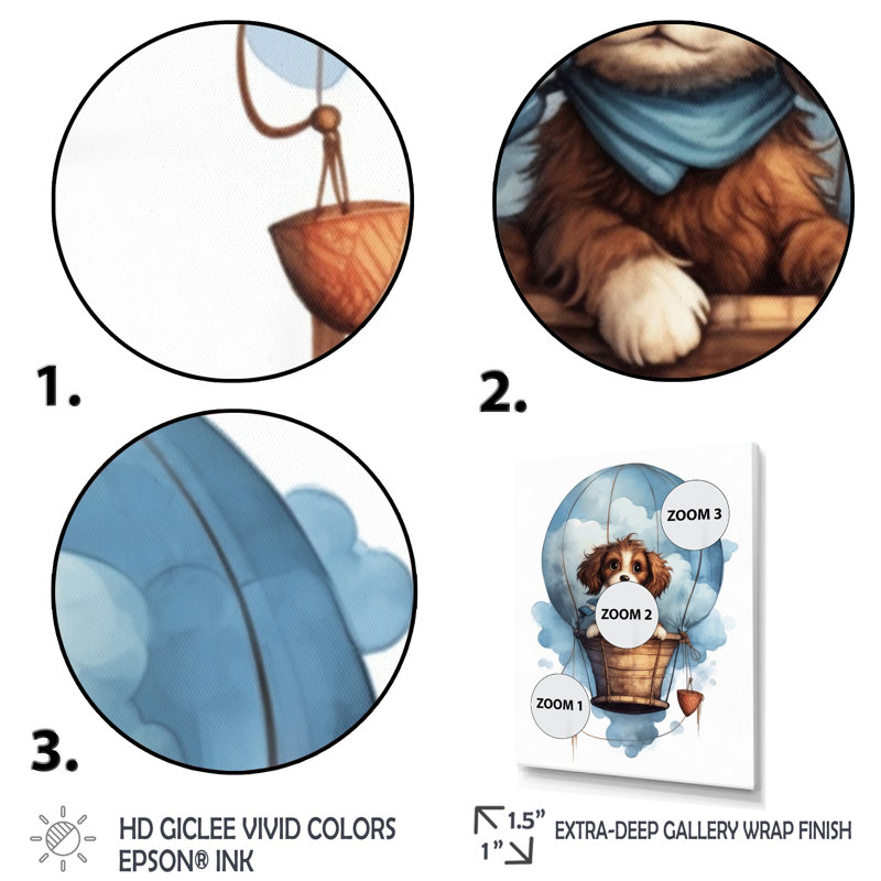 «Nursery Adorable Pups II», reproduction sur toile, H 40 po x l 30 po x P 1,5 po, Cadre flottant noir