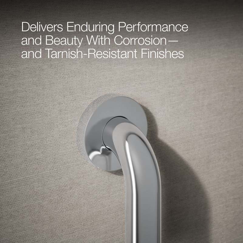 Contemporary Grab Bar, 18"W, Polished Stainless