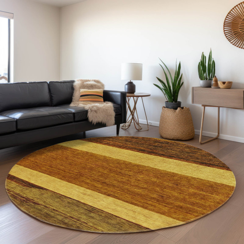Machine Washable Indoor/Outdoor Claudian ACN1624 Terracotta Rug, Round 8'