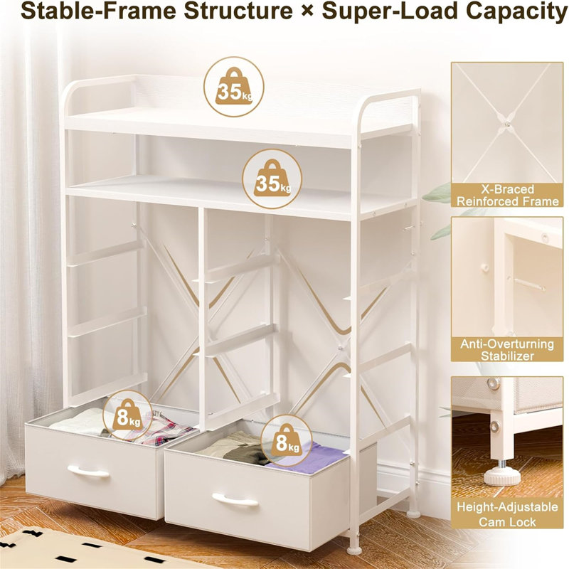 80cm W 8 - Drawer Chest of Drawers, White