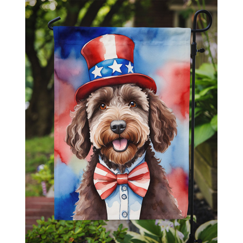 Drapeau patriotique du jardin américain, Labradoodle chocolat