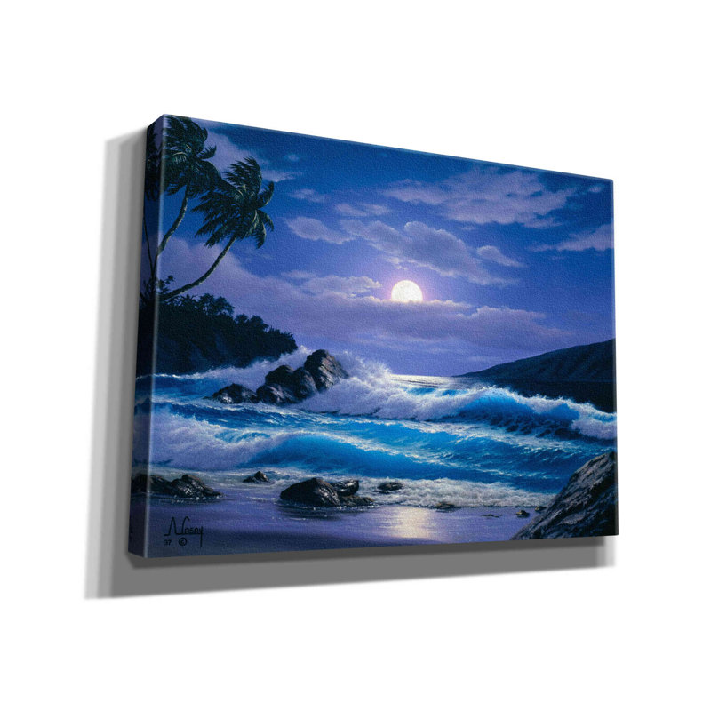 «Moonlight Waves 2» par Anthony Casay, reproduction sur toile sans cadre, L 16 po x H 12 po