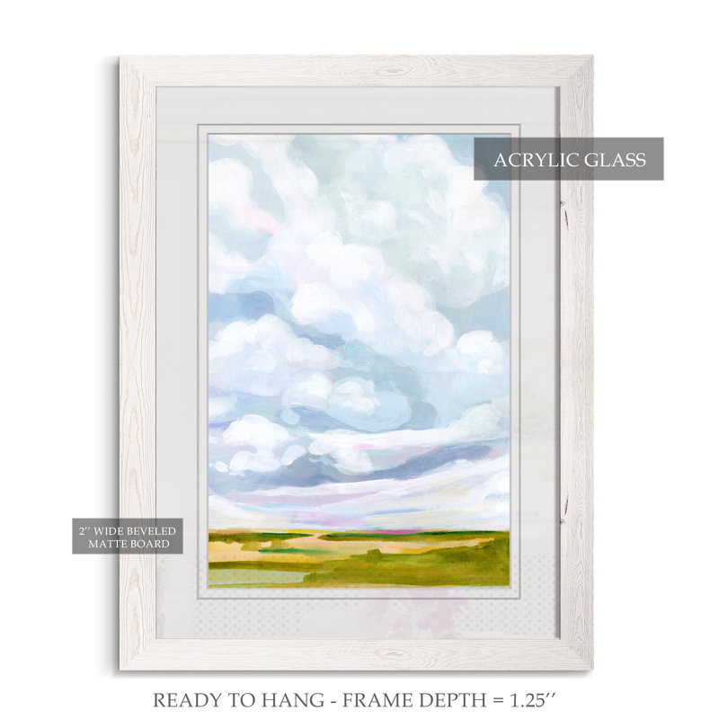 « lucid skies ii »-cadre photo imprimé sur papier, Encadré imprimé blanc, H 28 po x l 38 po x 1,25 po, Blanc mat