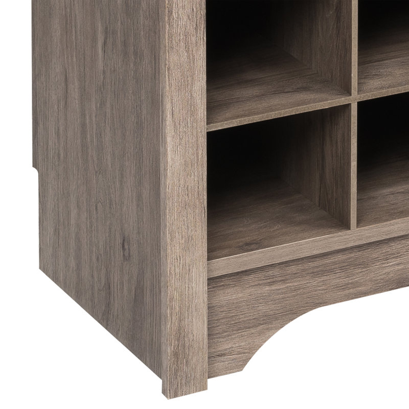 Arbre d'entrée Gracie de 60 po de largeur avec banc et rangement pour chaussures, armoire à chaussures, armoire de rangement avec 24 casiers à chaussures et 6 crochets à manteaux doubles P 15,5 po x l 60 po x H 77 po, gris dérivé