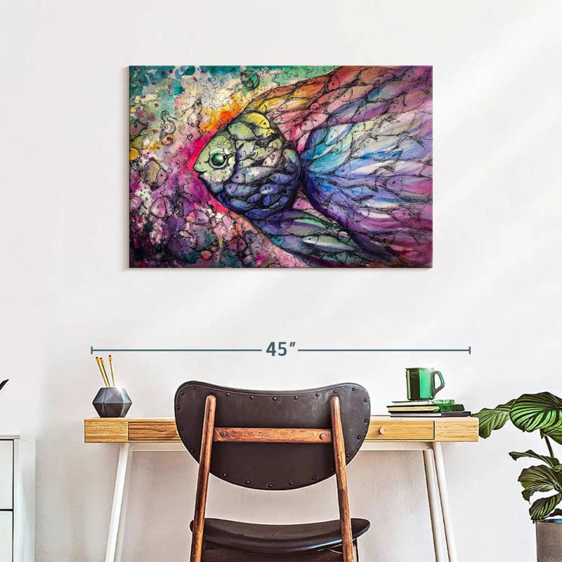 Abstract Rainbow Fish, 24" H x 36" W