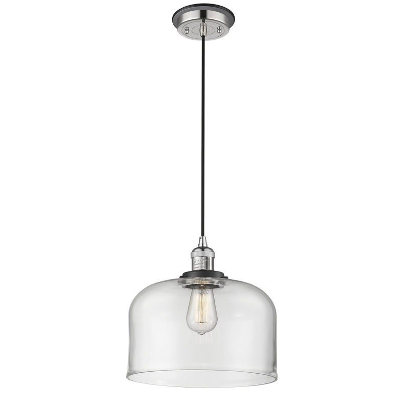 Lattimer 1 - Light Single Pendant, Polished Nickel with Matte Black accents, Seedy