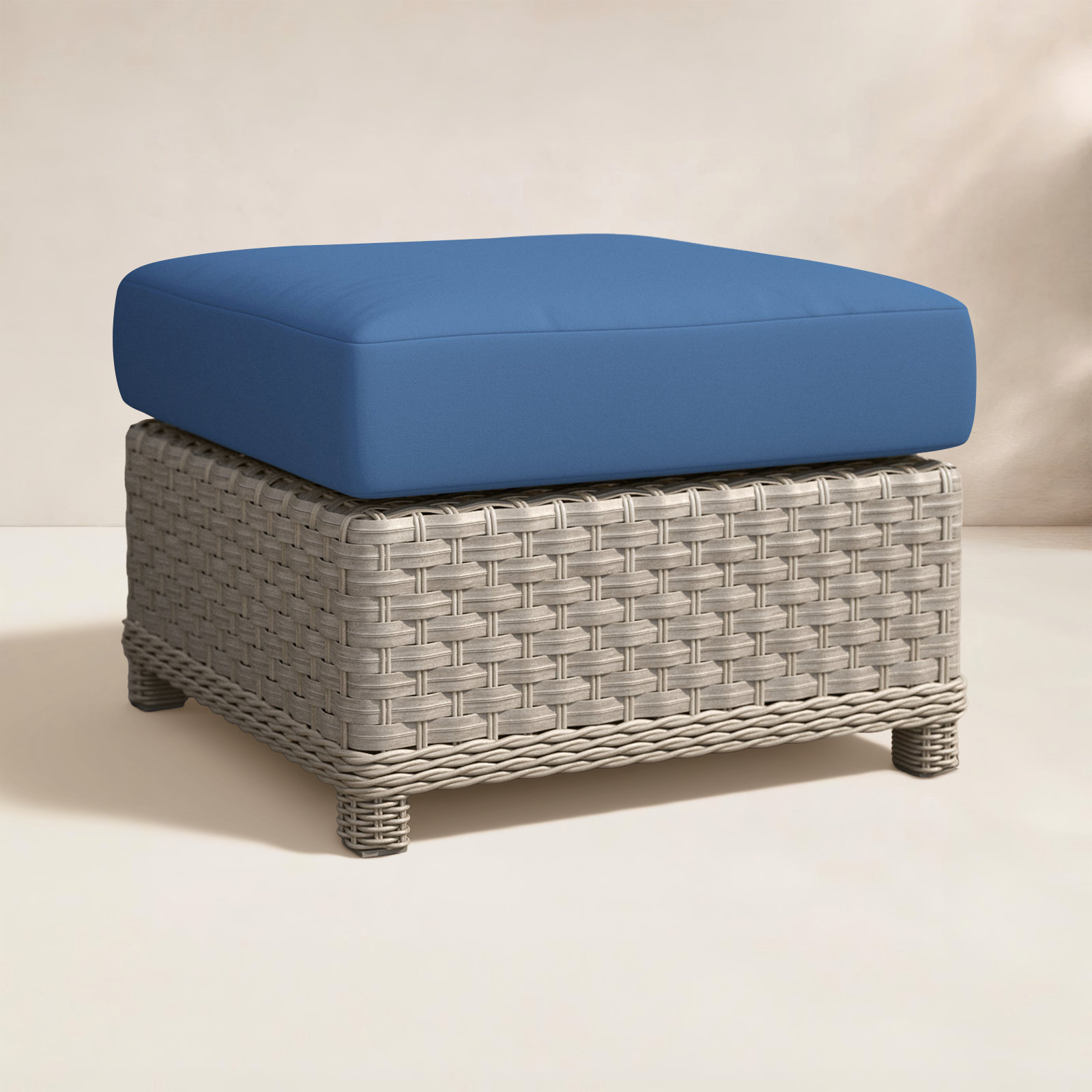 Sky Sunbrella® Patio Ottoman, Sparkle Nautical Outdura®