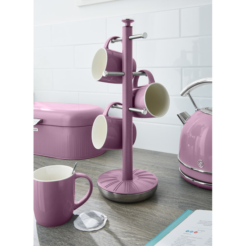 Swan Retro Towel Pole and Mug Tree, Pink