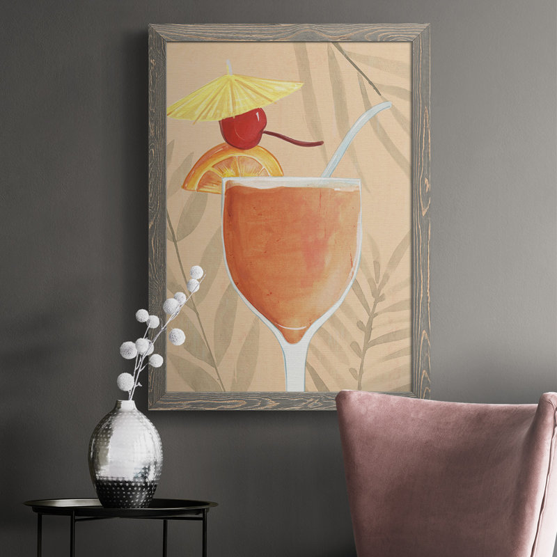 «Tropical Cocktail I», reproduction d'art sur toile simple, H 37,5 po x l 27,5 po x P 1 po, gris