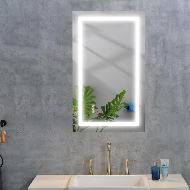 Miroir de salle de bain à DEL 84 po x 30 po avec façade et rétroéclairage, grands miroirs muraux à intensité variable avec antibrouillard, mémoire, 3 couleurs, miroir de meuble-lavabo à DEL