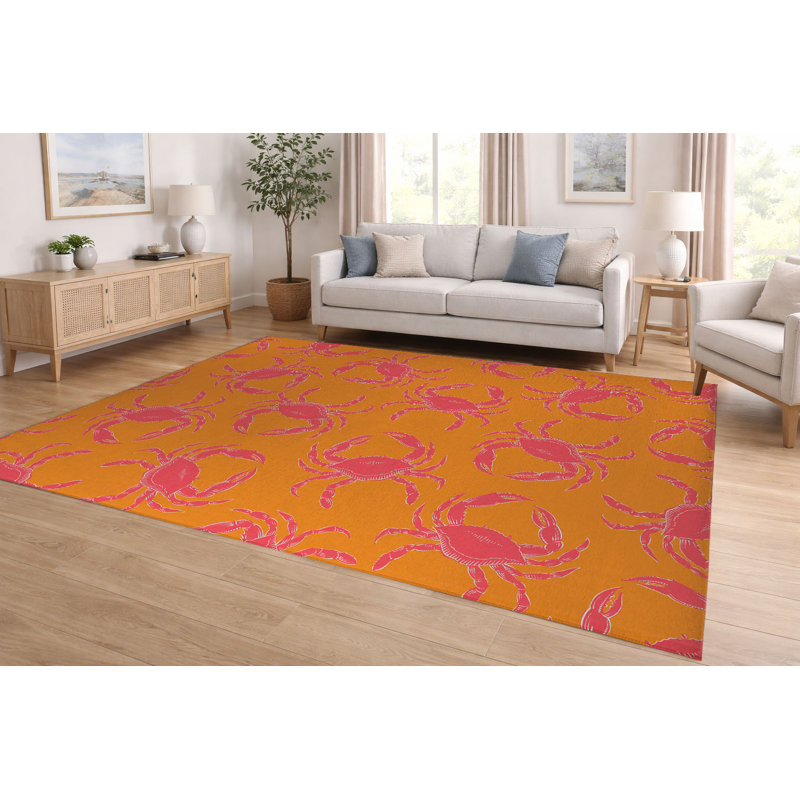 Tapis ultra-mince à profil bas Crabby, Rectangulaire 8 pi x 10 pi, Orange