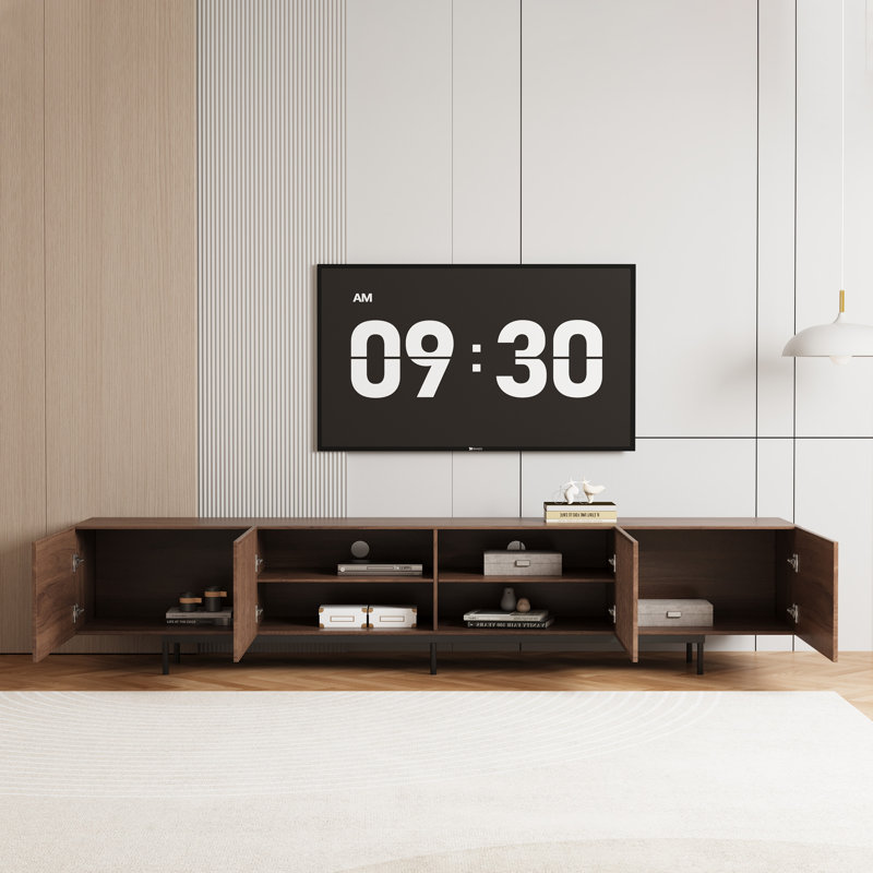 Wide Walnut Finish TV Stand with Hidden Storage, Ideal for Home Cinema Setups & Cable Organisation Fast Dispatch From UK Warehouse – Dispatched Within 2 Days